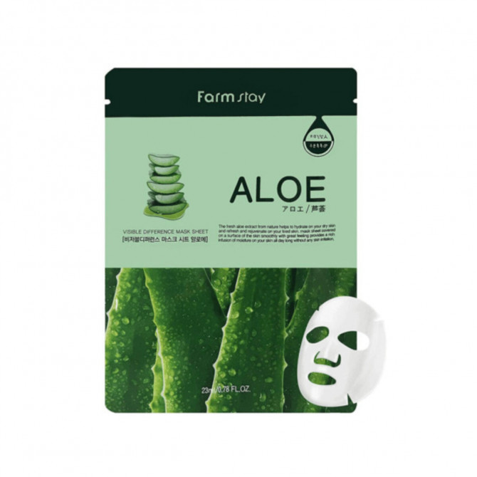 Тканинна маска для обличчя з алое, FarmStay, Visible Difference Mask Sheet Aloe купити в Україні Тканинна маска для обличчя з алое, FarmStay, Visible Difference Mask Sheet Aloe купити в Україні
