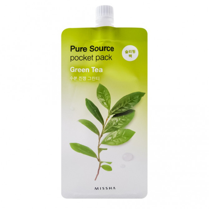 Успокаивающая ночная маска с экстрактом зеленого чая MISSHA Pure Source pocket pack Green tea 10 мл купить в Украине