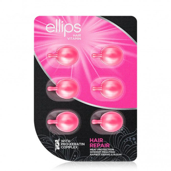 Вітаміни для відновлення волосся з про-кератиновим комплексом ELLIPS Hair Vitamin Hair Repair Heat Protection & Silky With Pro-Keratin Complex 6 шт купити в Україні