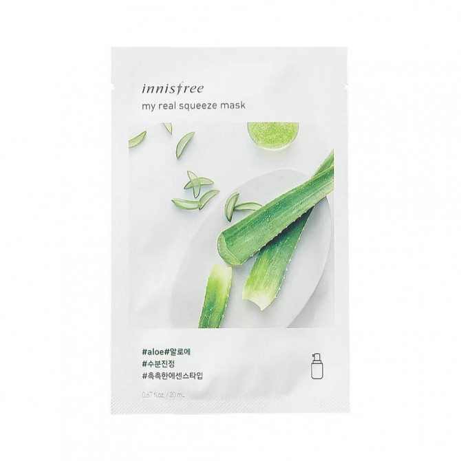 Тканевая маска с алоэ Innisfree My Real Squeeze Mask Aloe купить в Украине