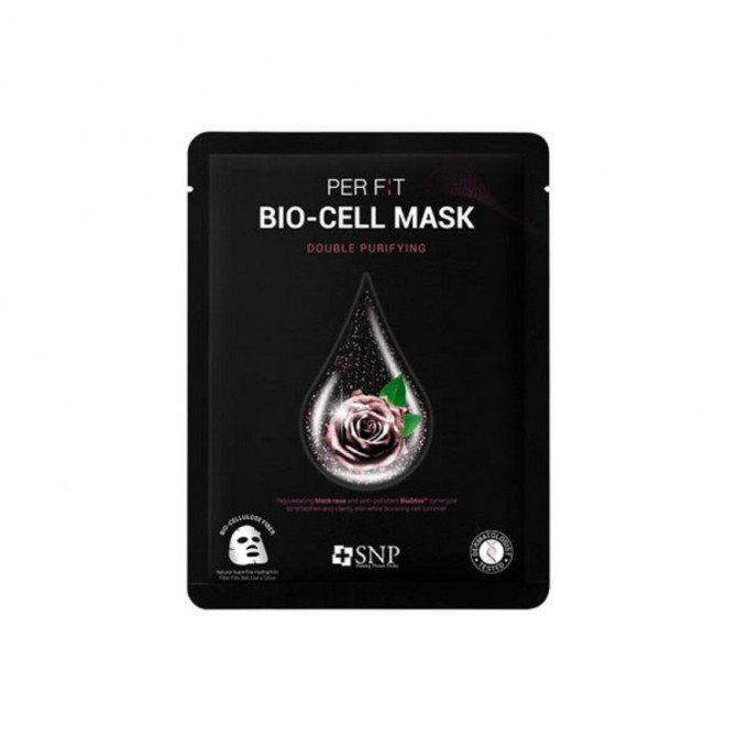 Увлажняющая тканевая маска с экстрактом черной розы, SNP, Per Fit Bio-cell Mask Double Purifying купить в Украине Увлажняющая тканевая маска с экстрактом черной розы, SNP, Per Fit Bio-cell Mask Double Purifying купить в Украине