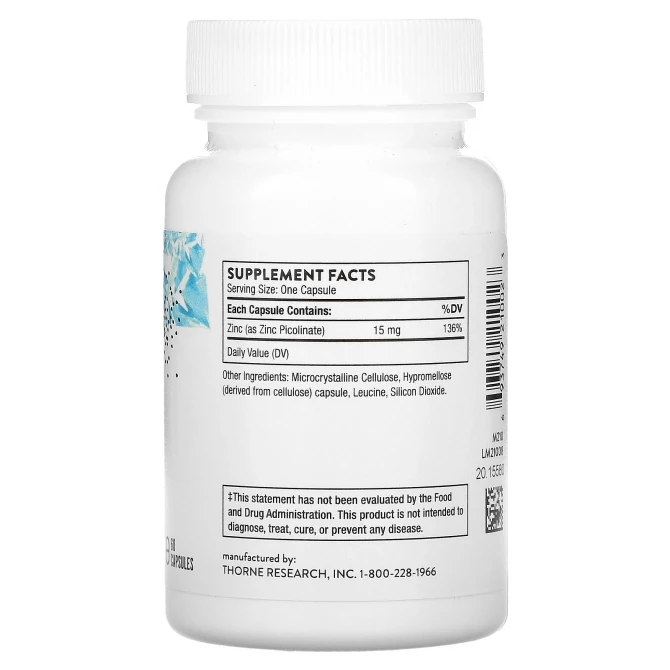 Цинк пиколинат Thorne Research Zinc Picolinate 15 мг 60 капсул купить в Украине 2