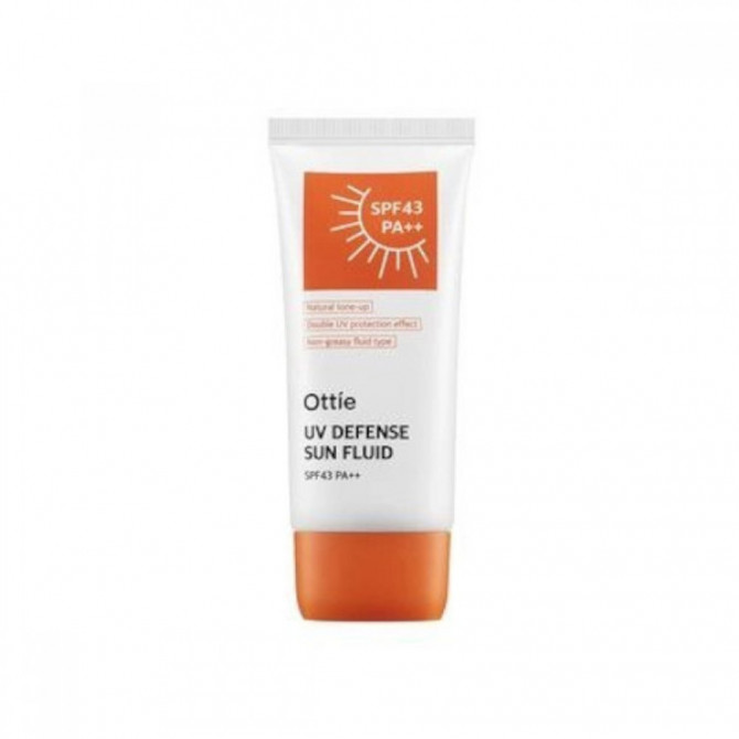 Водостойкий солнцезащитный крем для лица и тела, Ottie, UV Defense Sun Fluid SPF43/PA++, 50 мл купить в Украине Водостойкий солнцезащитный крем для лица и тела, Ottie, UV Defense Sun Fluid SPF43/PA++, 50 мл купить в Украине