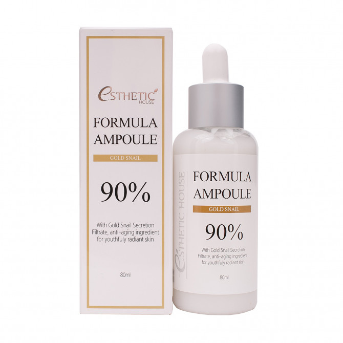 Омолаживающая сыворотка для лица с золотом и муцином улитки, ESTHETIC HOUSE, Formula Ampoule Gold Snail, 80 мл купить в Украине Омолаживающая сыворотка для лица с золотом и муцином улитки, ESTHETIC HOUSE, Formula Ampoule Gold Snail, 80 мл купить в Украине