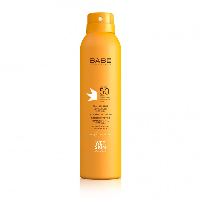 Сонцезахисний водостійкий спрей з ефектом матування SPF 50 Babe Laboratorios Transparent Sunscreen Wet Skin Matte Finish 200 мл купити в Україні