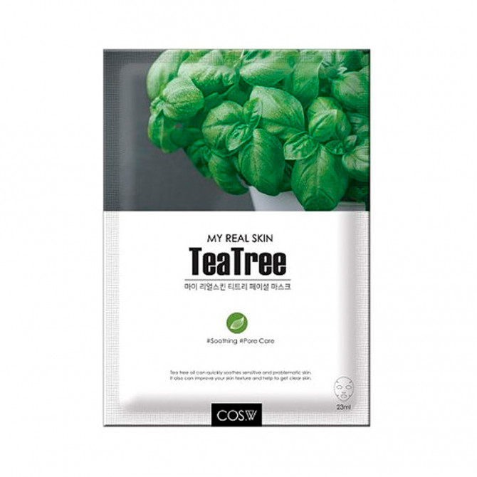Тканевая маска с чайным деревом, COS.W, My Real Skin Tea Tree Facial Mask купить в Украине Тканевая маска с чайным деревом, COS.W, My Real Skin Tea Tree Facial Mask купить в Украине