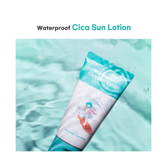 Водостойкий успокаивающий солнцезащитный крем Village 11 Factory Waterproof Cica Sun Lotion SPF50+ PA++++ 80 мл купить в Украине 3