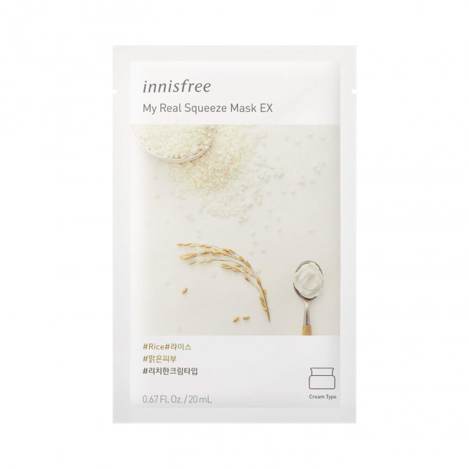 Тканевая маска для лица с рисом, омолаживающая, Innisfree, My Real Squeeze Mask Rice купить в Украине Тканевая маска для лица с рисом, омолаживающая, Innisfree, My Real Squeeze Mask Rice купить в Украине