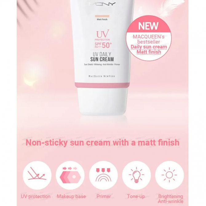 Сонцезахисний крем з матовим фінішом MACQUEEN NEW YORK Daily Sun Cream Matt Finish SPF50+/PA+++ 50 мл купити в Україні 5