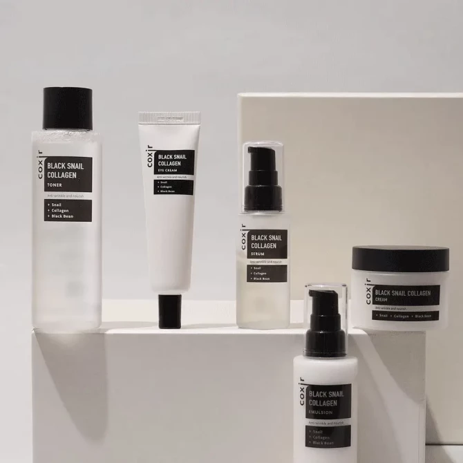Антивікова живильна сироватка з муцином чорного равлика і колагеном Coxir Black Snail Collagen Serum 50 мл купити в Україні 4