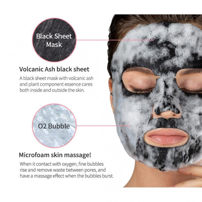 Очищувальна бульбашкова маска з вулканічним попелом EYENLIP Black O2 Bubble Mask Volcano купити в Україні 2
