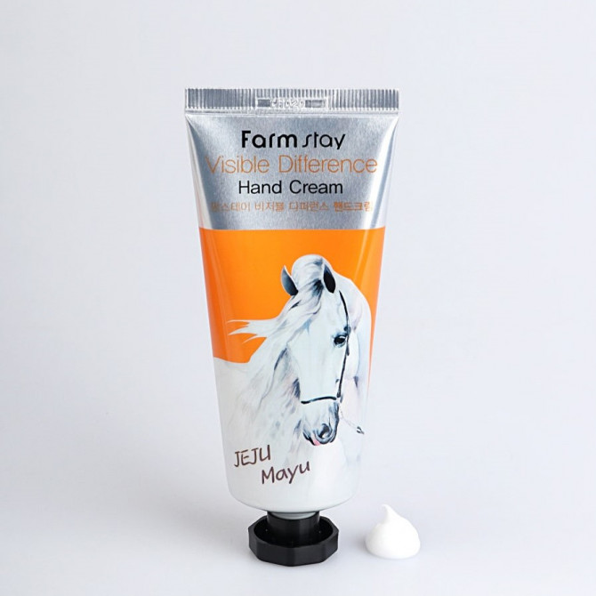 Поживний крем для рук на основі кінського жиру FarmStay Visible Difference Hand Cream Jeju Mayu 100 мл купити в Україні 2