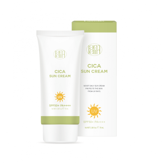 Заспокійливий сонцезахисний крем із центелою Lamelin CICA Sun Cream SPF50+ PA++++ 70 мл купити в Україні