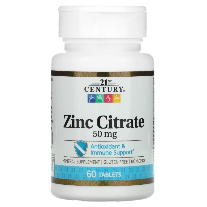 Цитрат цинку 21st Century Zinc Citrate 50 мг 60 таблеток купити в Україні
