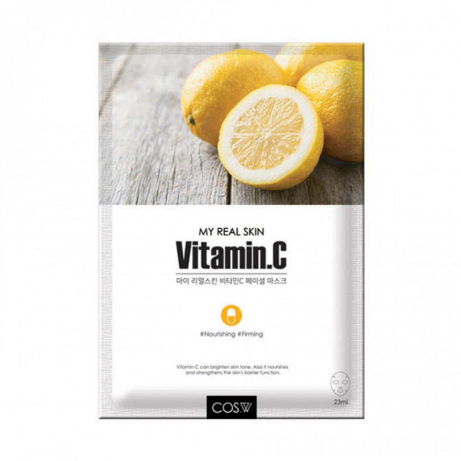 Тканевая маска с витамином С, COS.W, My Real Skin VitaminC Facial Mask купить в Украине Тканевая маска с витамином С, COS.W, My Real Skin VitaminC Facial Mask купить в Украине