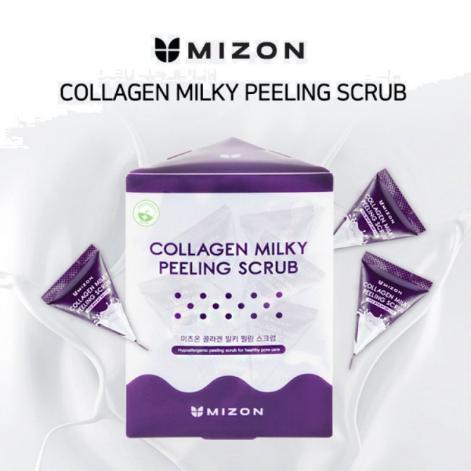 Скраб с коллагеном и молочным белком MIZON Collagen Milky Peeling Scrub 7 г (пробник) купить в Украине 3