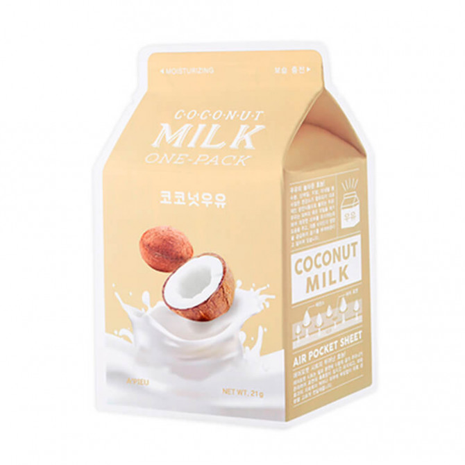 Тканинна маска з молочним протеїном і кокосом, A'PIEU, Milk One Pack Coconut Milk купити в Україні Тканинна маска з молочним протеїном і кокосом, A'PIEU, Milk One Pack Coconut Milk купити в Україні