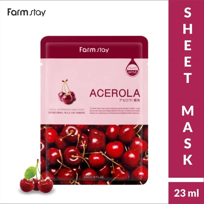 Тканевая маска для лица с ацеролой FarmStay  Visible Difference Mask Sheet Acerola купить в Украине 2