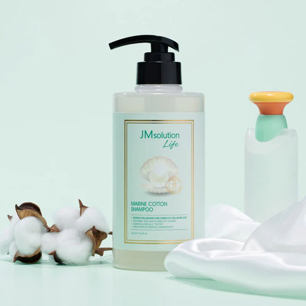Увлажняющий шампунь с кератином морской водой и гиалуроновой кислотой JM Solution Life Marine Cotton Shampoo 500 мл купить в Украине 2