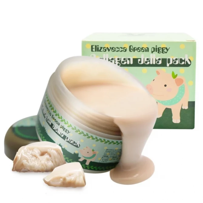 Коллагеновая маска для упругости кожи Elizavecca Green Piggy Collagen Jella Pack 100 мл купить в Украине 2