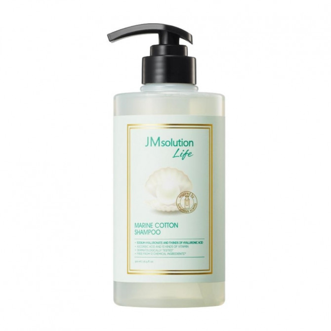 Увлажняющий шампунь с кератином морской водой и гиалуроновой кислотой JM Solution Life Marine Cotton Shampoo 500 мл купить в Украине