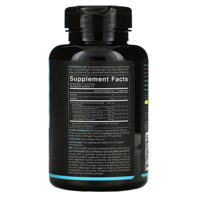 Омега-3 Риб'ячий жир Sports Research Omega-3 Fish Oil 1250 мг 90 капсул купити в Україні 2