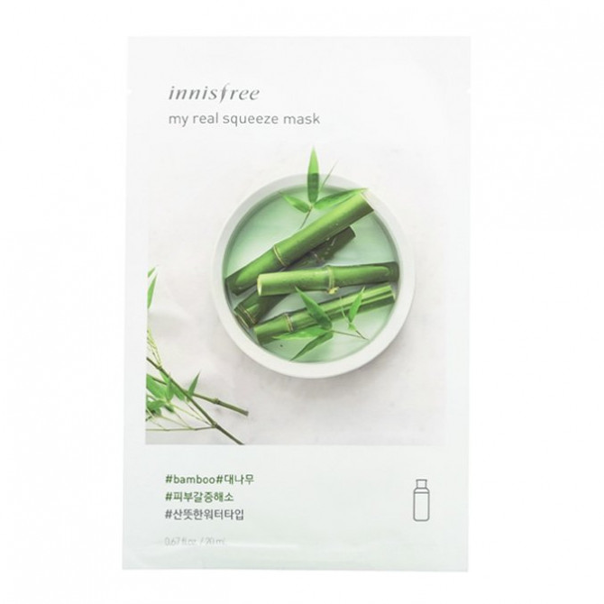 Тканевая маска для лица с бамбуком, увлажняющая, Innisfree, My Real Squeeze Mask Bamboo купить в Украине Тканевая маска для лица с бамбуком, увлажняющая, Innisfree, My Real Squeeze Mask Bamboo купить в Украине