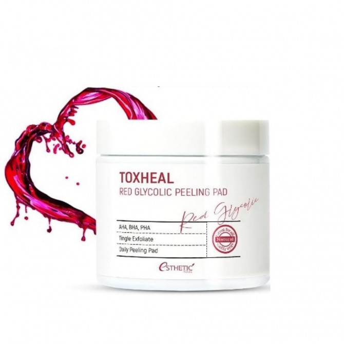 Пилинг-диски с гликолевой кислотой, ESTHETIC HOUSE, Toxheal Red Glyucolic Peeling Pad, 100 пэдов купить в Украине Пилинг-диски с гликолевой кислотой, ESTHETIC HOUSE, Toxheal Red Glyucolic Peeling Pad, 100 пэдов купить в Украине