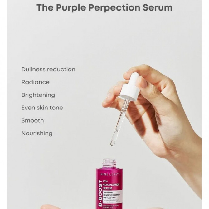 Осветляющая сыворотка с ниацинамидом NINE LESS B-Boost 10% Niacinamide Serum 2 мл купить в Украине 3
