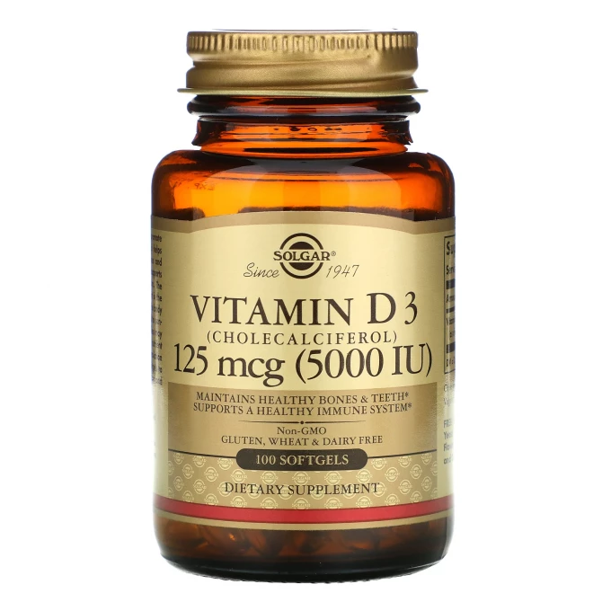 Витамин D Solgar Vitamin D3 125 мг (5000 МЕ) 100 капсул купить в Украине