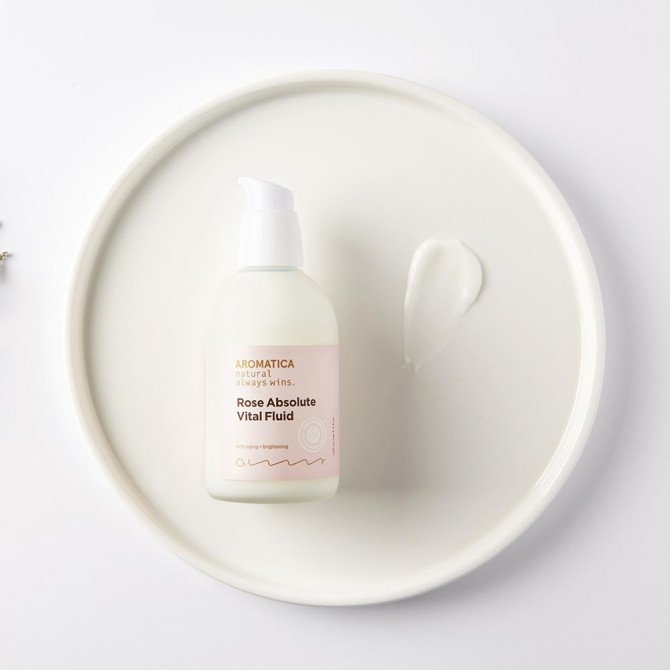 Увлажняющий органический флюид с эфирным маслом розы AROMATICA Rose Absolute Vital Fluid 100 мл купить в Украине 3