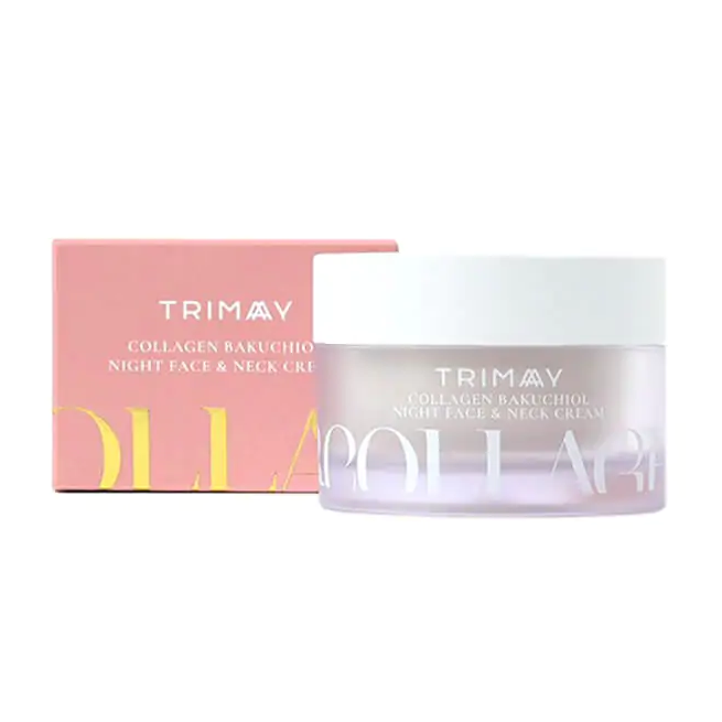 Нічний крем для шкіри обличчя та шиї з колагеном та бакучиолом Trimay Collagen Bakuchiol Night Face & Neck Cream 50 мл купити в Україні