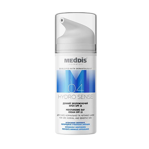Денний зволожуючий крем для сухої та чутливої ​​шкіри SPF15 Meddis Hydrosense Moisturizing Day Cream SPF15 30 мл купити в Україні 2