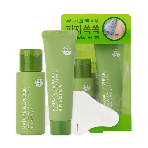 Набор для удаления черных точек, Nature Republic, Bamboo Charcoal Nose & T-zone Pack купить в Украине Набор для удаления черных точек, Nature Republic, Bamboo Charcoal Nose & T-zone Pack купить в Украине