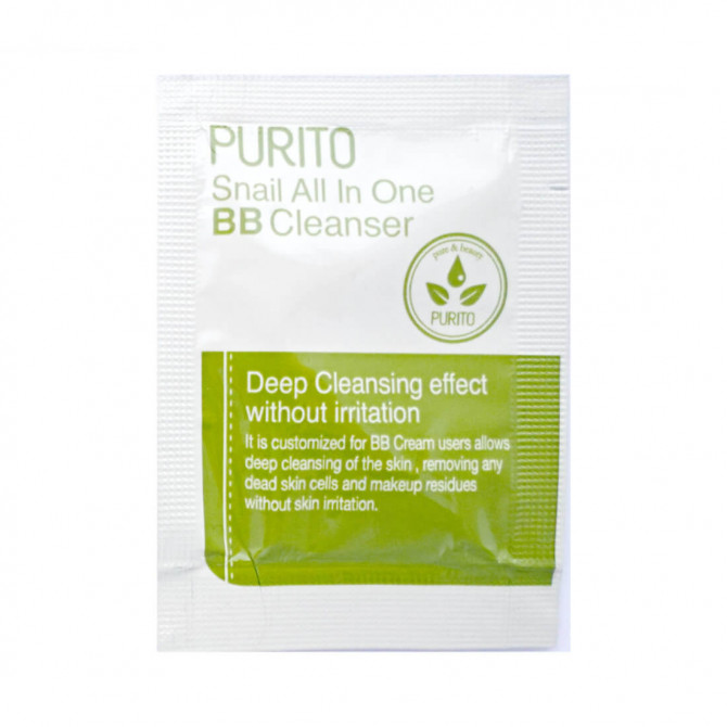 Гель для умывания с муцином улитки, Purito, Snail All In One BB Cleanser, 1 мл (пробник) купить в Украине Гель для умывания с муцином улитки, Purito, Snail All In One BB Cleanser, 1 мл (пробник) купить в Украине