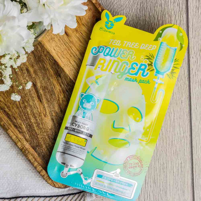 Тканинна маска для обличчя з чайним деревом відновлююча Elizavecca Tea Tree Deep Power Ringer Mask купити в Україні 2