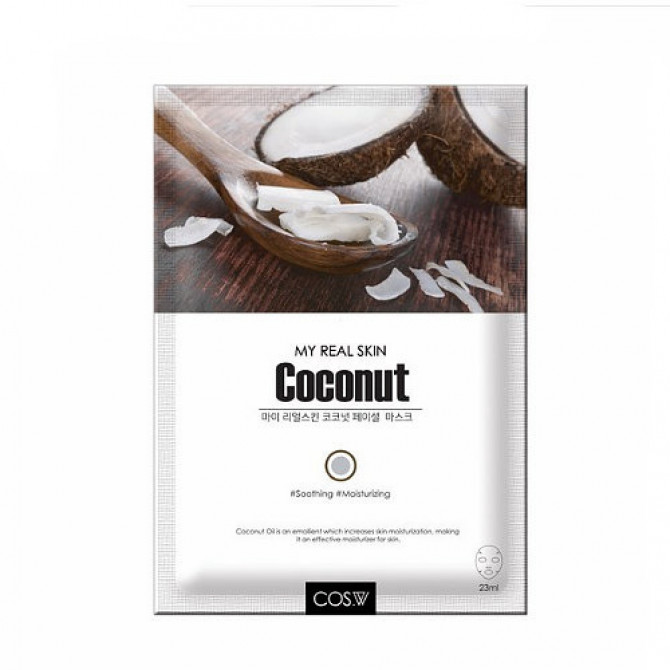 Тканевая маска с кокосом, COS.W, My Real Skin Coconut Facial Mask купить в Украине Тканевая маска с кокосом, COS.W, My Real Skin Coconut Facial Mask купить в Украине