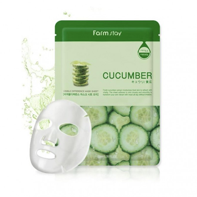 Тканинна маска з огірком FarmStay Visible Difference Mask Sheet Cucumber купити в Україні