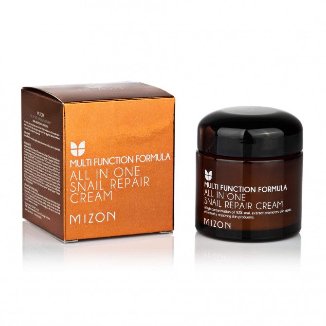 Восстанавливающий крем для лица с фильтратом слизи улитки MIZON  All In One Snail Repair Cream 75 мл купить в Украине