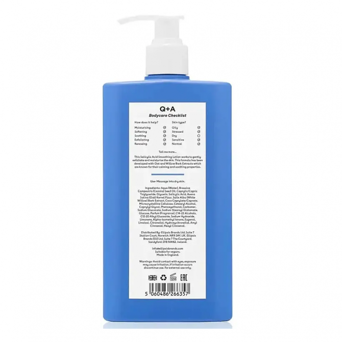 Лосьйон для тіла для проблемної шкіри з саліциловою кислотою Q+A Salicylic Acid Smoothing Lotion 250 мл купити в Україні 4