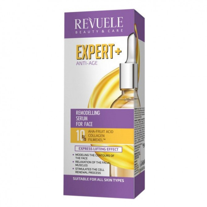 Омолоджуюча сироватка для обличчя з колагеном та кислотами Revuele Expert + Anti-Age Remodelling Serum For Face 25 мл купити в Україні 3