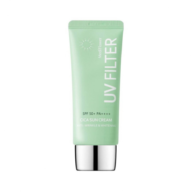 Успокаивающий солнцезащитный крем с центеллой MEDI FLOWER UV Filter Cica Sun Cream SPF50+/PA++++ 50 мл купить в Украине