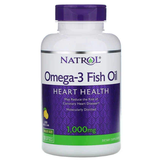 Омега-3 Риб'ячий жир смак лимона Natrol Omega-3 Fish Oil 1000 мг 150 капсул купити в Україні