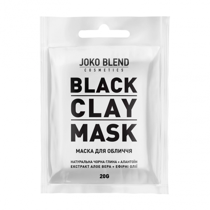 Очищувальна маска для обличчя з чорної глини з алантоїном та алое Joko Blend Cosmetics Black Clay Mask 20 г купити в Україні