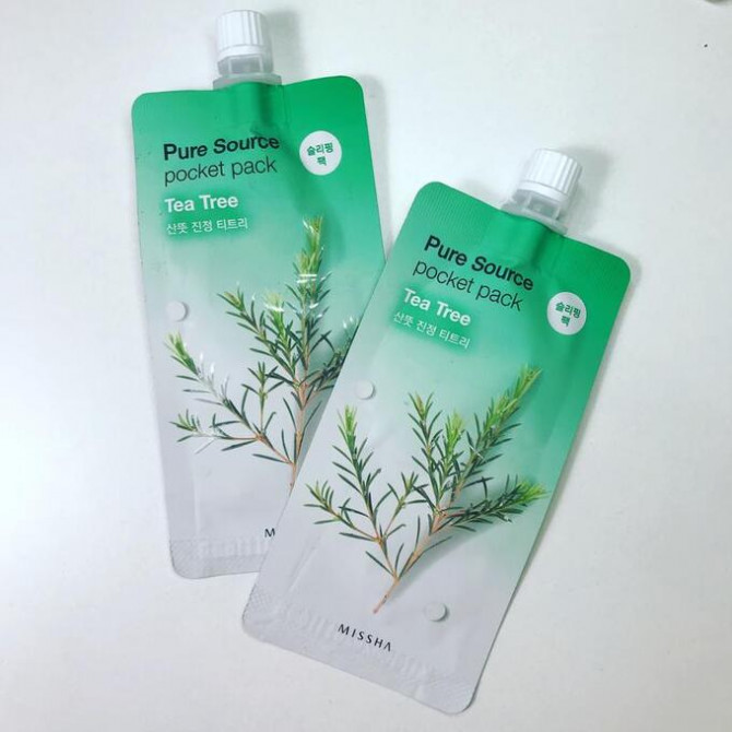 Успокаивающая ночная маска с экстрактом чайного дерева MISSHA Pure Source pocket pack Tea tree 10 мл купить в Украине 3