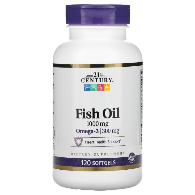 Рыбий жир 21st Century Fish Oil 1000 мг 120 желатиновых капсул купить в Украине