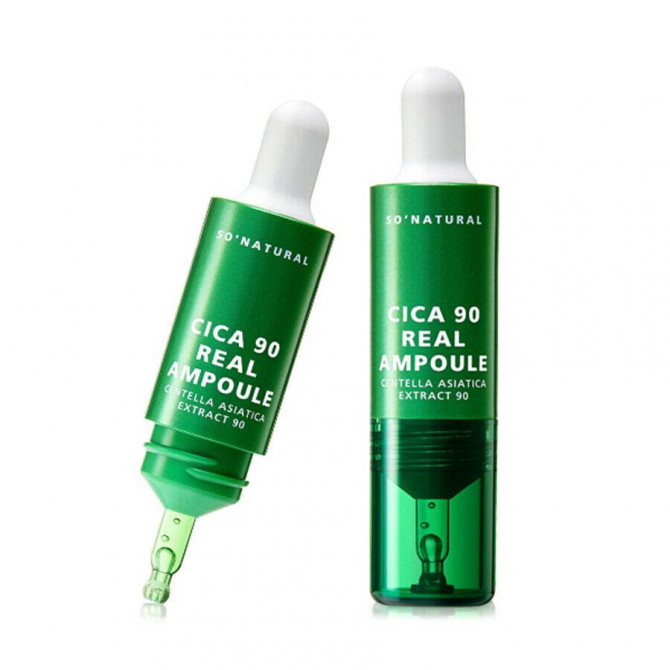 Успокаивающая сыворотка с экстрактом центеллы, So Natural, Cica 90 Real Ampoule, 10 мл купить в Украине Успокаивающая сыворотка с экстрактом центеллы, So Natural, Cica 90 Real Ampoule, 10 мл купить в Украине