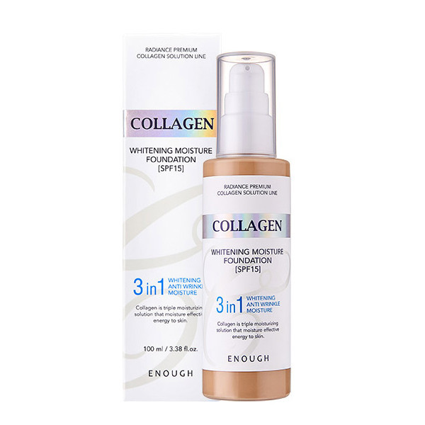 Осветляющая тональная основа с коллагеном, Enough, Collagen Whitening Moisture Foundation 3 in 1 #13, SPF15, 100 мл купить в Украине Осветляющая тональная основа с коллагеном, Enough, Collagen Whitening Moisture Foundation 3 in 1 #13, SPF15, 100 мл купить в Украине