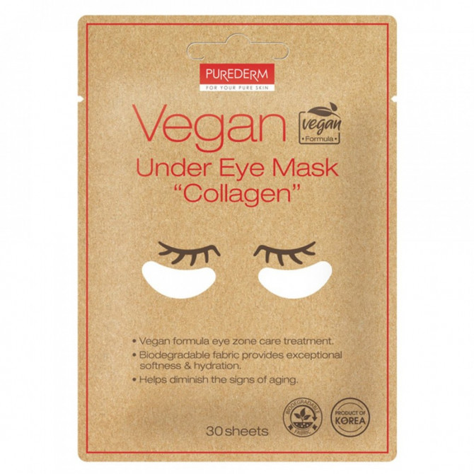 Омолаживающие патчи под глаза с коллагеном, PUREDERM, Vegan Under Eye Mask Collagen купить в Украине Омолаживающие патчи под глаза с коллагеном, PUREDERM, Vegan Under Eye Mask Collagen купить в Украине