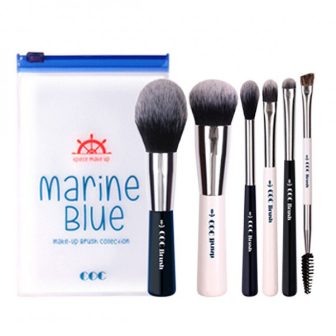 Набор из 6 кистей для макияжа, CORINGCO, Marine Blue купить в Украине Набор из 6 кистей для макияжа, CORINGCO, Marine Blue купить в Украине